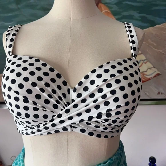 NWOT Coco Reef black and white polka dot 5-way convertible bikini top - Picture 5 of 10